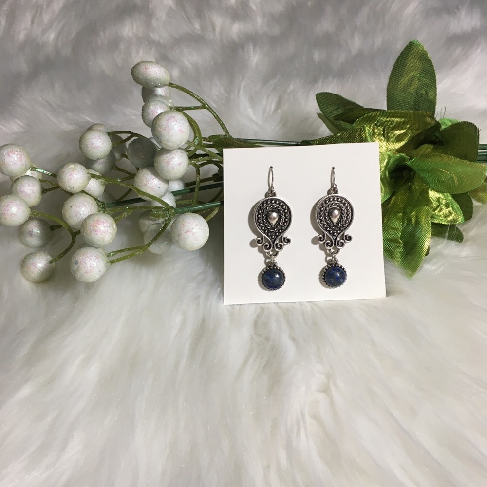 Dangly Blue Jewel Earrings